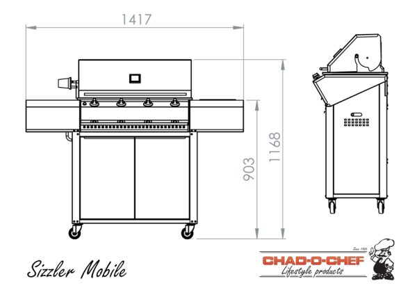 4 Burner Mobile Gas Sizzler – with Optional Braai Grid Options - Price on Request - Image 3