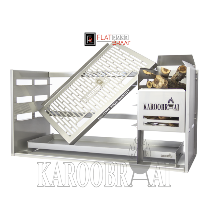 * KarooBraai™ Stainless Steel Flat-Pack™ Insert Braai with Ember Maker & Ash Pan