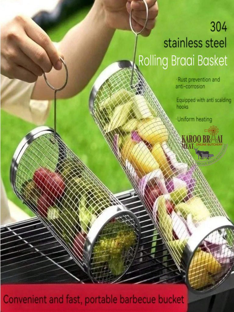 Rolling Braai Basket GIFT SET - Grade 304 (Coastal) Stainless Steel **INCLUDING DELIVERY**