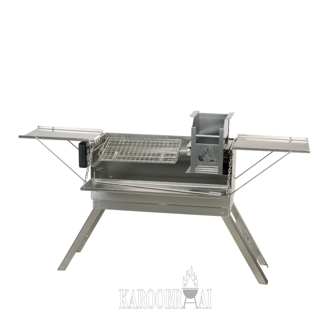 Full Stainless Steel Kamp Braai with Stainless Steel Grid, Basket & Rotisseries