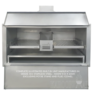 Grade 304 St/Steel Double Grid Built-In Braai with Fire Box – with Personalisation Grid & Firebox Options - Image 2