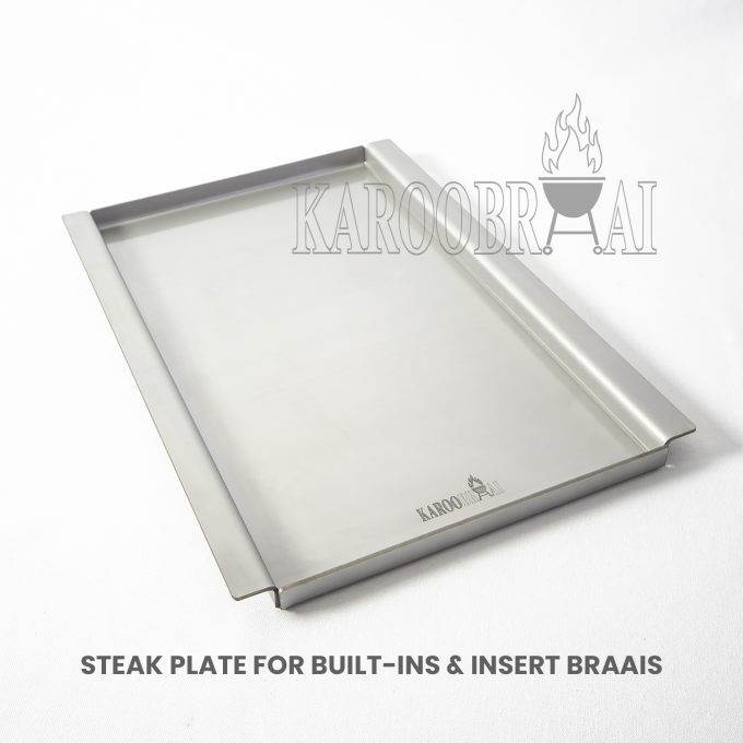 KarooBraai© Stainless Steel Steak Plate for Built-Ins & Inserts