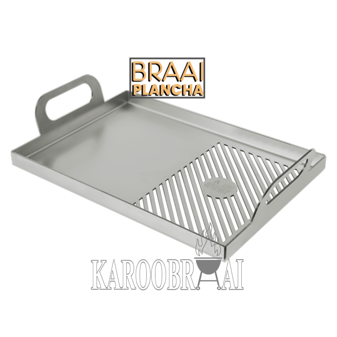 KarooBraai© Small 45cm x 30cm Stainless Steel Plancha (Optional Personalisation)