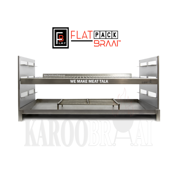 KarooBraai™ Wall Mount Braai with Grid – FLAT PACK™ including Ash Pan (Optional Ember Grid) - Price on Request