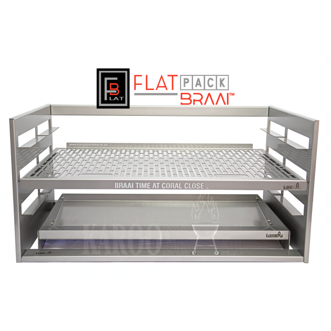 * KarooBraai™ Insert Braai with Grid – FLAT PACK™ including Ash Pan (Optional Ember Grid) - Price on Request