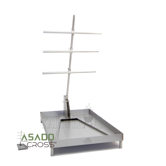 Quality KarooBraai™ Single Frame Stainless Steel Large Asado Cross Stand with Base & Drip /Ember Pan