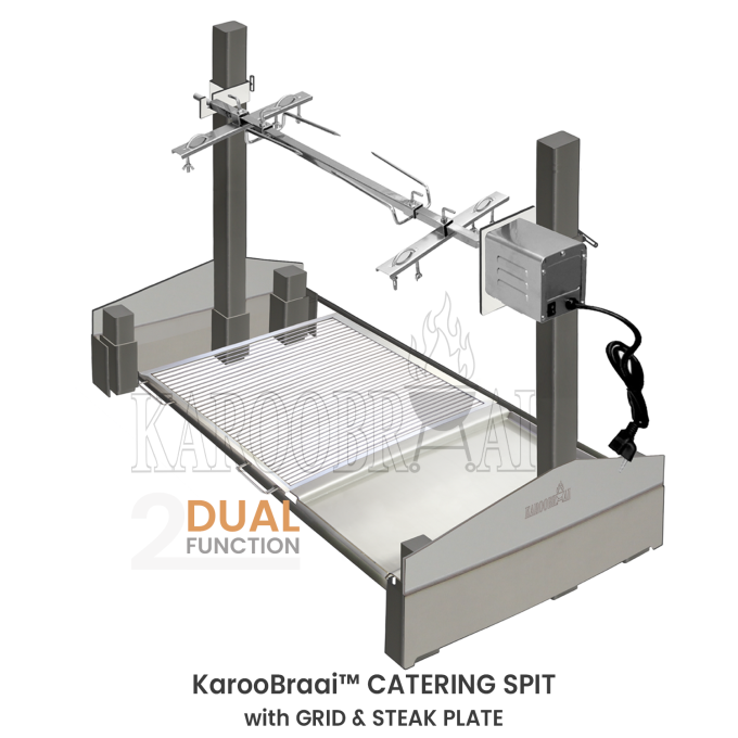 Dual Function Catering Spit with Grid & Steak Plate – Customisable - Price on Request
