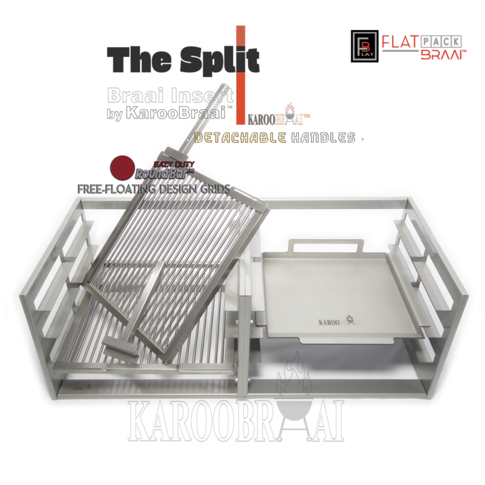 * KarooBraai™ Stainless Steel Flat-Pack™ SPLIT Insert Braai with Steak Plate
