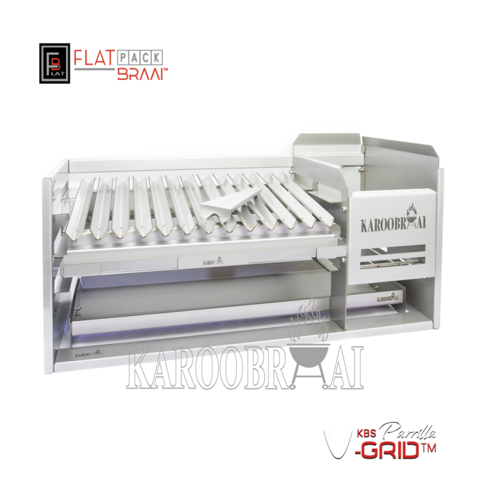 * KarooBraai™ Stainless Steel Parilla V-Grid & Plancha Insert Combo with Ember Maker & Ash Pan