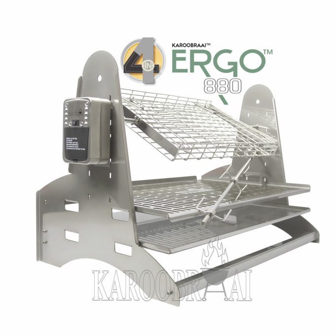 KarooBraai™ ERGO 880 4-IN-ONE Braai & Spit Combination with Carving /Warming Tray