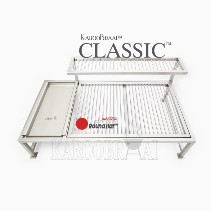 KarooBraai™ 1200mm Stainless Steel Classic Braai with 4.5mm Thick Steak Plate – Price on Request Only