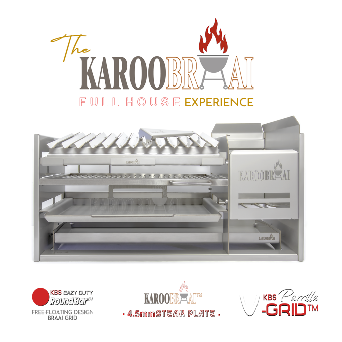 * KarooBraai™ Stainless Steel Full-House Table Braai Combo with Ember Maker & Ash Pan
