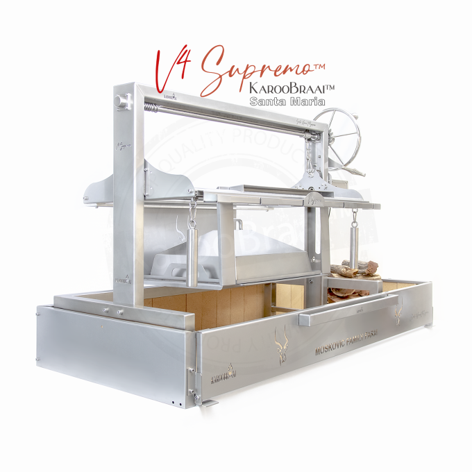 KarooBraai™ Argentinian Santa Maria V4 Supremo with Full Spit & Carving Tray & Lid, etc