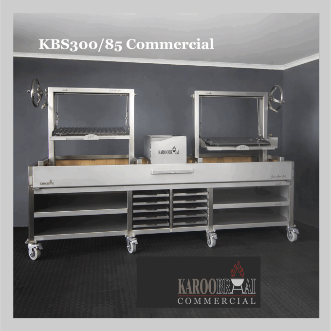 KBS300/85 Commercial Mobile with Twin Santa Marias V3I, Brasero, Hearth & Resting Pans