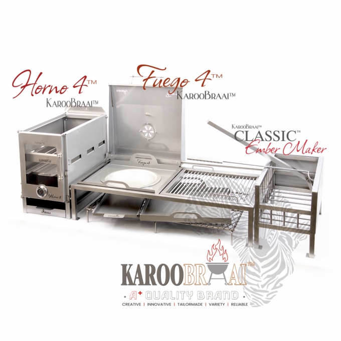 KarooBraai™ 1760mm Full-House FUEGO-4 & HORNO-4 Combo with CLASSIC Ember Maker