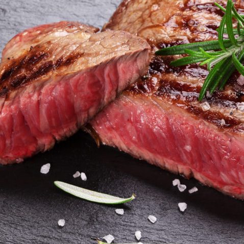 Grilled beef steak with rosemary, salt and pepper Grilled Top Sirloin Steak